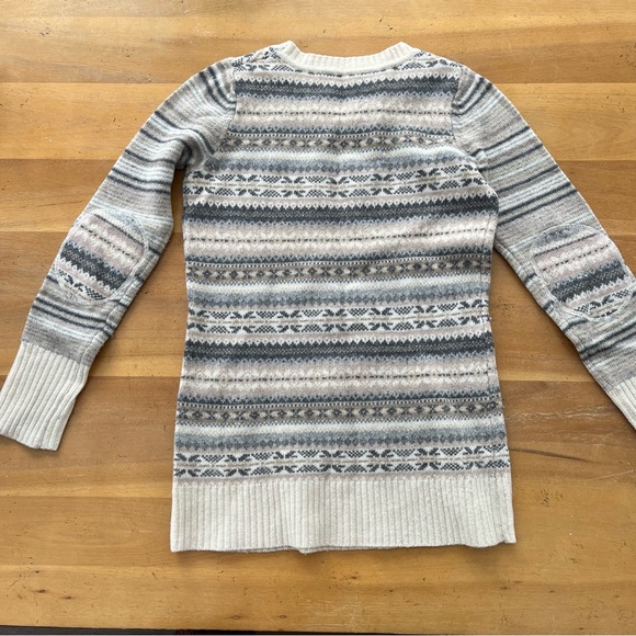 Vintage 2000's Y2K Striped Sweater Lambswool Long Crew Neck Elbow Patches Gold - Picture 7 of 8